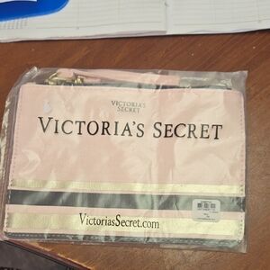 Victoria's Secret Blush Cosmetic Case with Gold Trim
